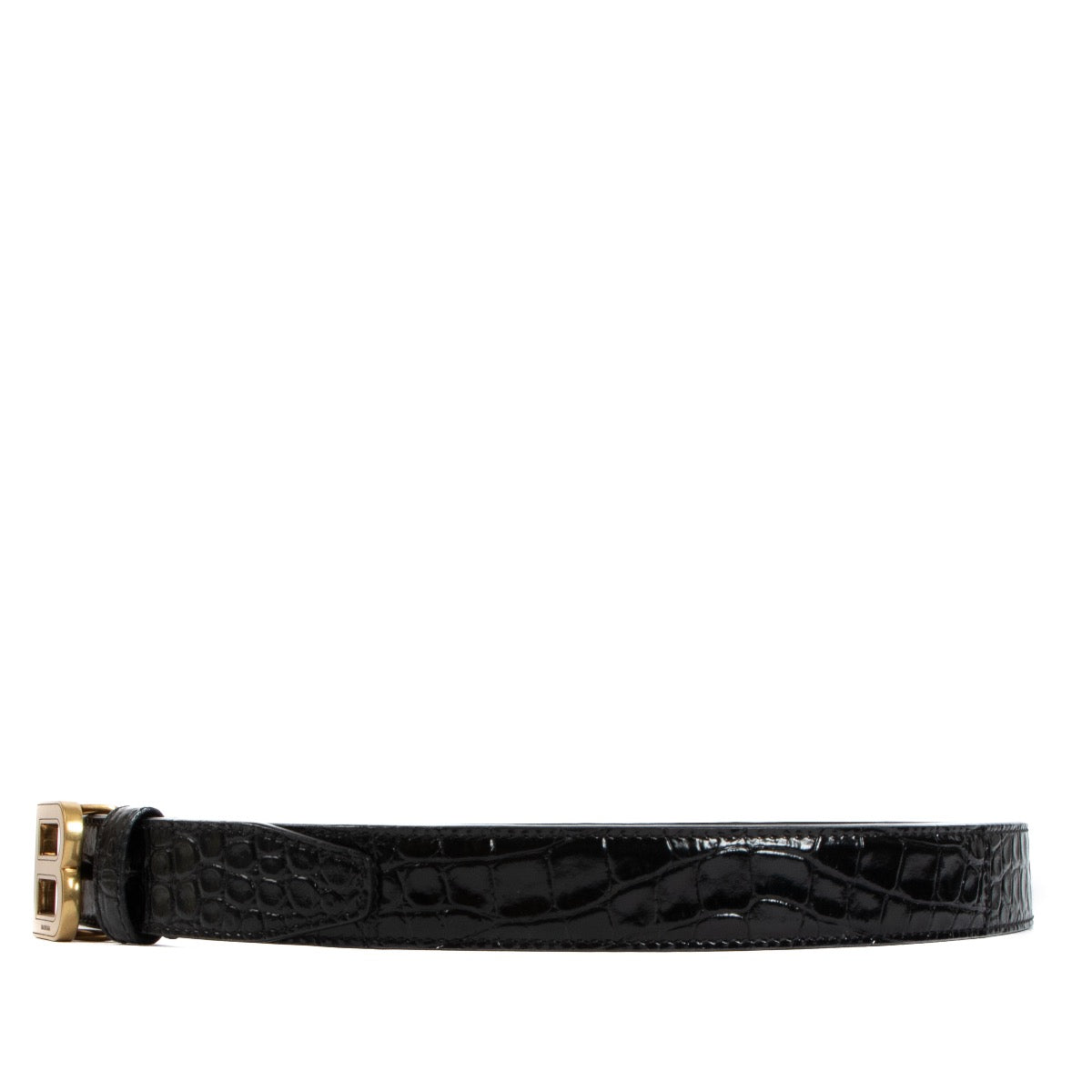 shop 100% authentic second hand Balenciaga Black Crocodile Embossed Belt - Size 80 on Labellov.com
