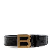 shop 100% authentic second hand Balenciaga Black Crocodile Embossed Belt - Size 80 on Labellov.com