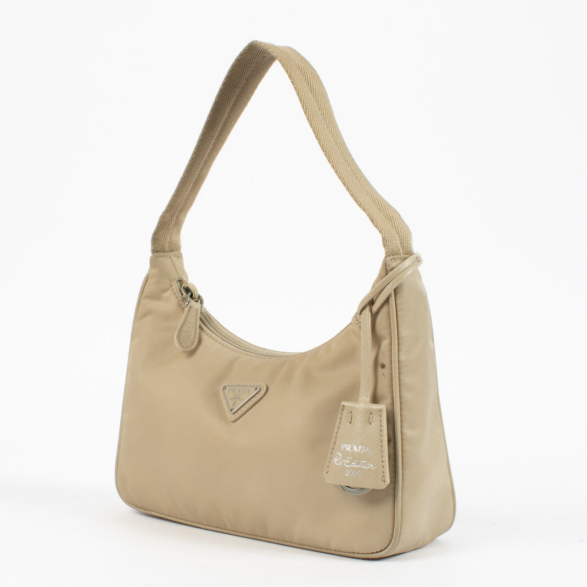 Sac Prada Re-Edition 2000 en nylon beige