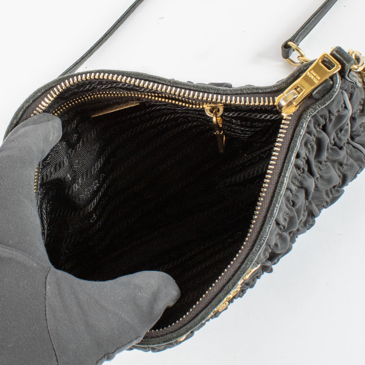 Prada Black Gathered Nylon Bag