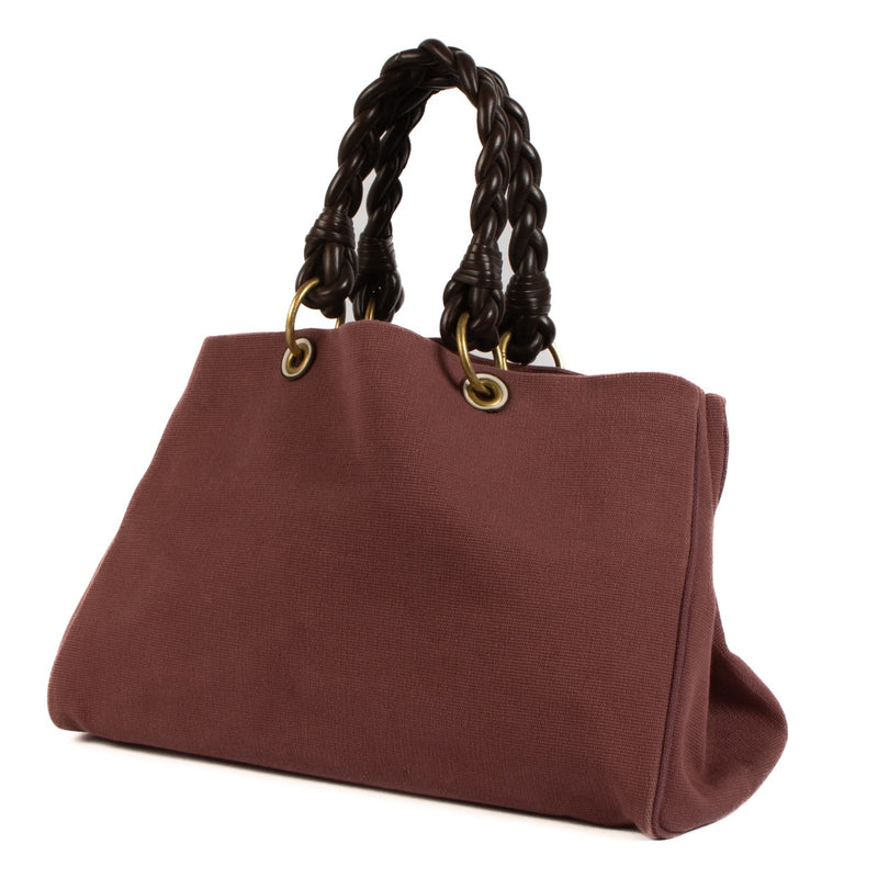 Shop 100% authentic second-hand Bottega Veneta Pink Canvas Braided Handle Tote Bag on Labellov.com