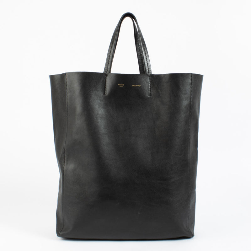 Celine Black Leather Cabas Tote Bag