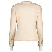 Shop authentic second hand vintage Chanel Spring/Summer 1990 Ivory Scalloped Tweed Jacket on www.labellov.com