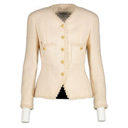 Shop authentic second hand vintage Chanel Spring/Summer 1990 Ivory Scalloped Tweed Jacket on www.labellov.com
