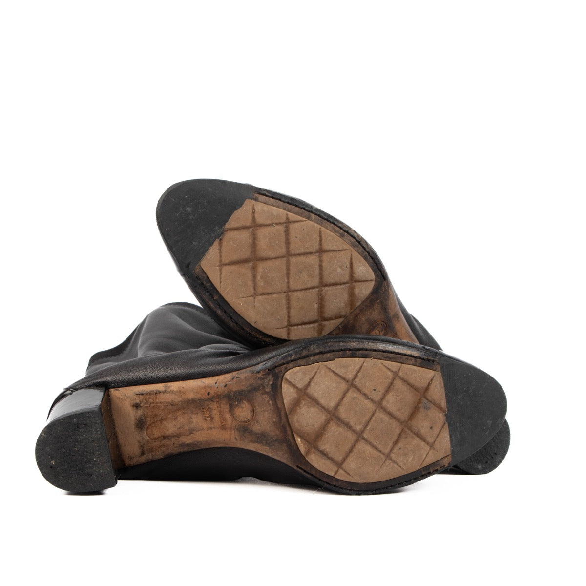 Shop 100% authentic second-hand Chanel Black Leather Boots - Size 39 on Labellov.com