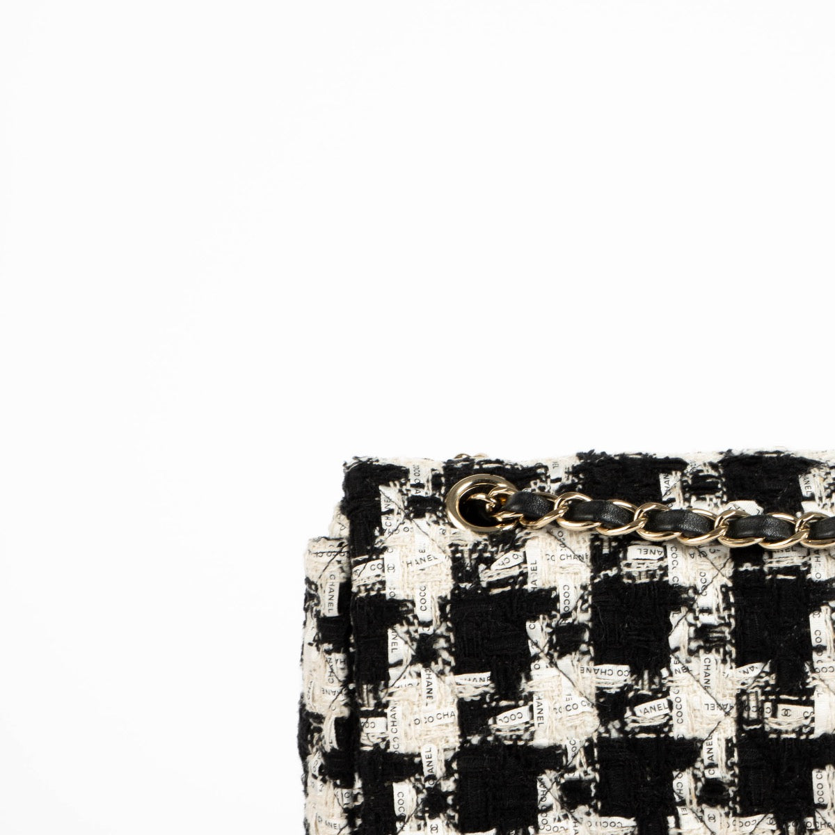 Chanel 20S Houndstooth Tweed Ribbon Medium Classic 11.12 Bag