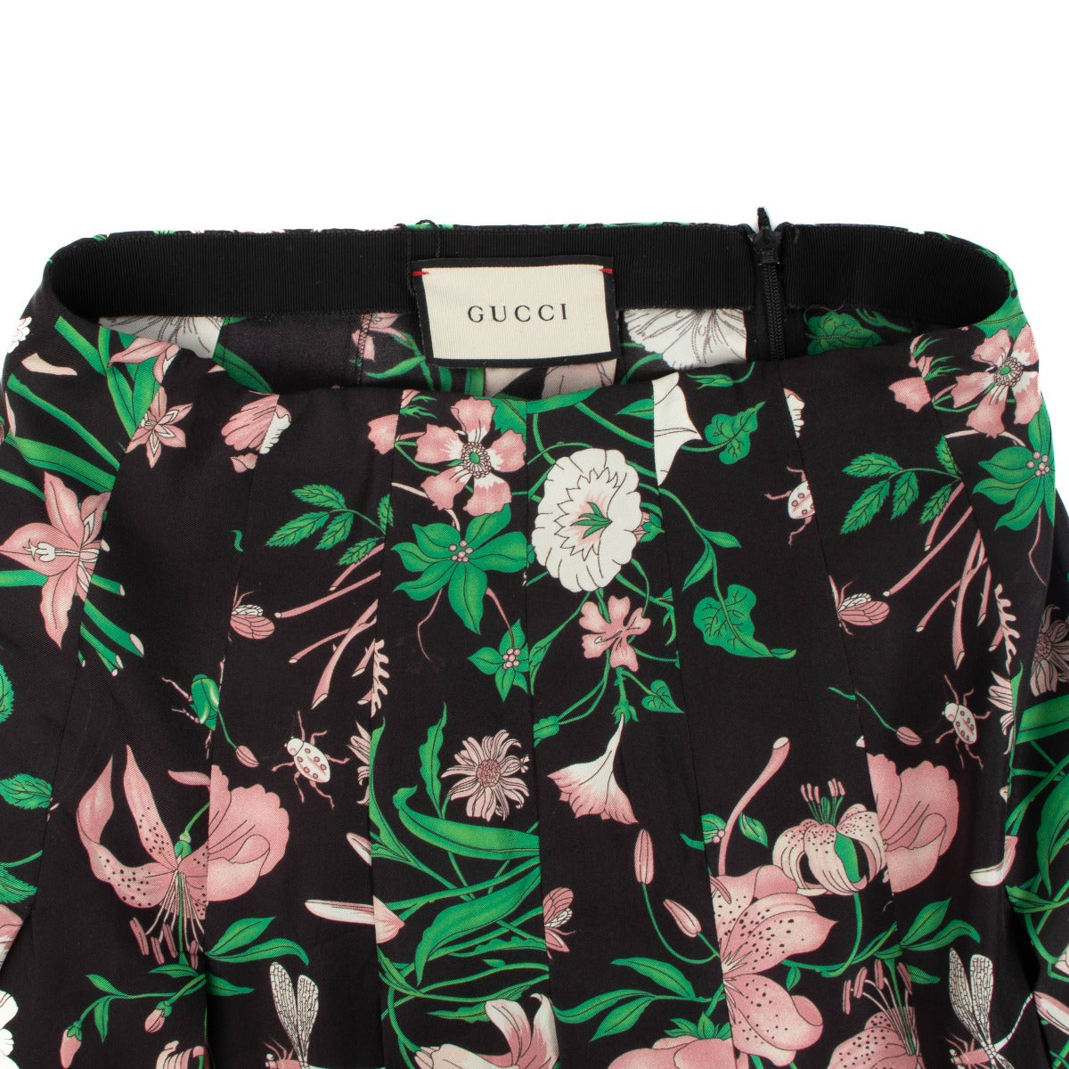 Gucci Flora Print Zijden Twill Geplooide Rok