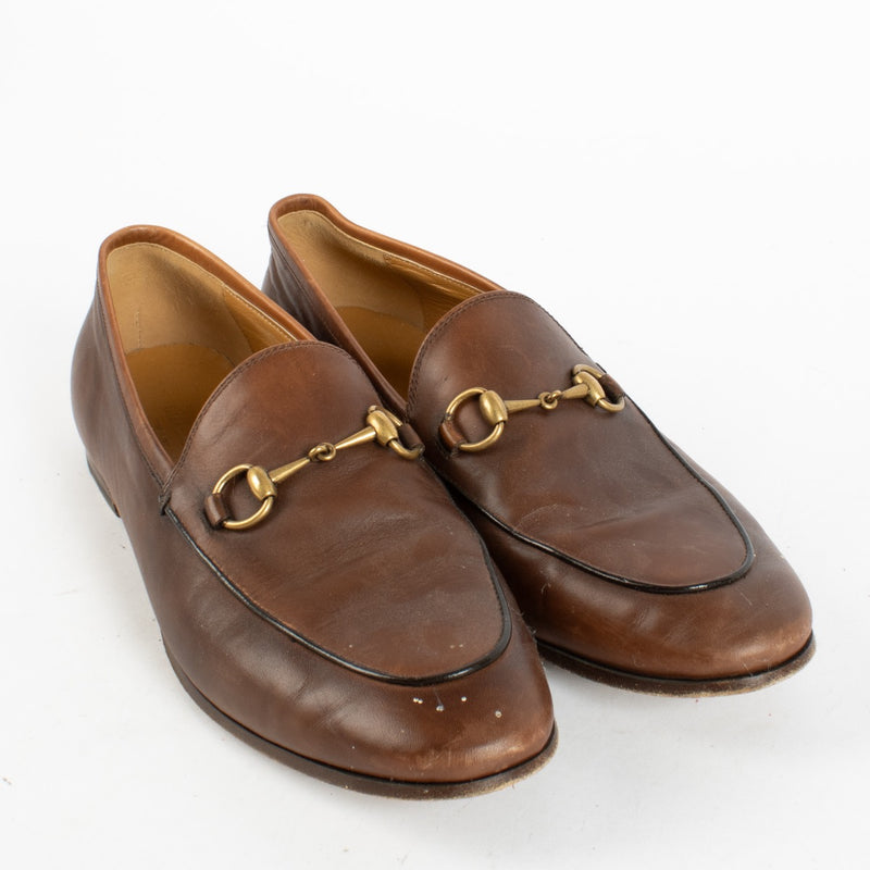 Authentic Second Hand Gucci Brown Jordaan Loafers Size 38 on Labellov.com
