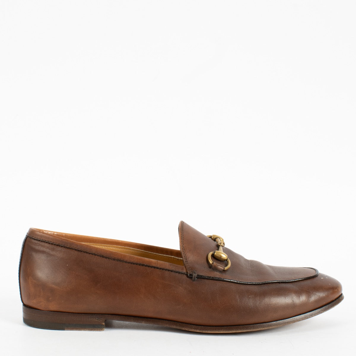 Authentic Second Hand Gucci Brown Jordaan Loafers Size 38 on Labellov.com