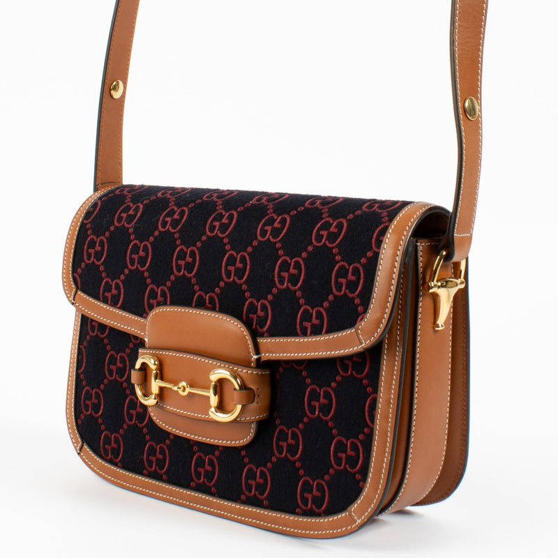 Gucci GG Vilt Medium Horsebit 1955 Tas