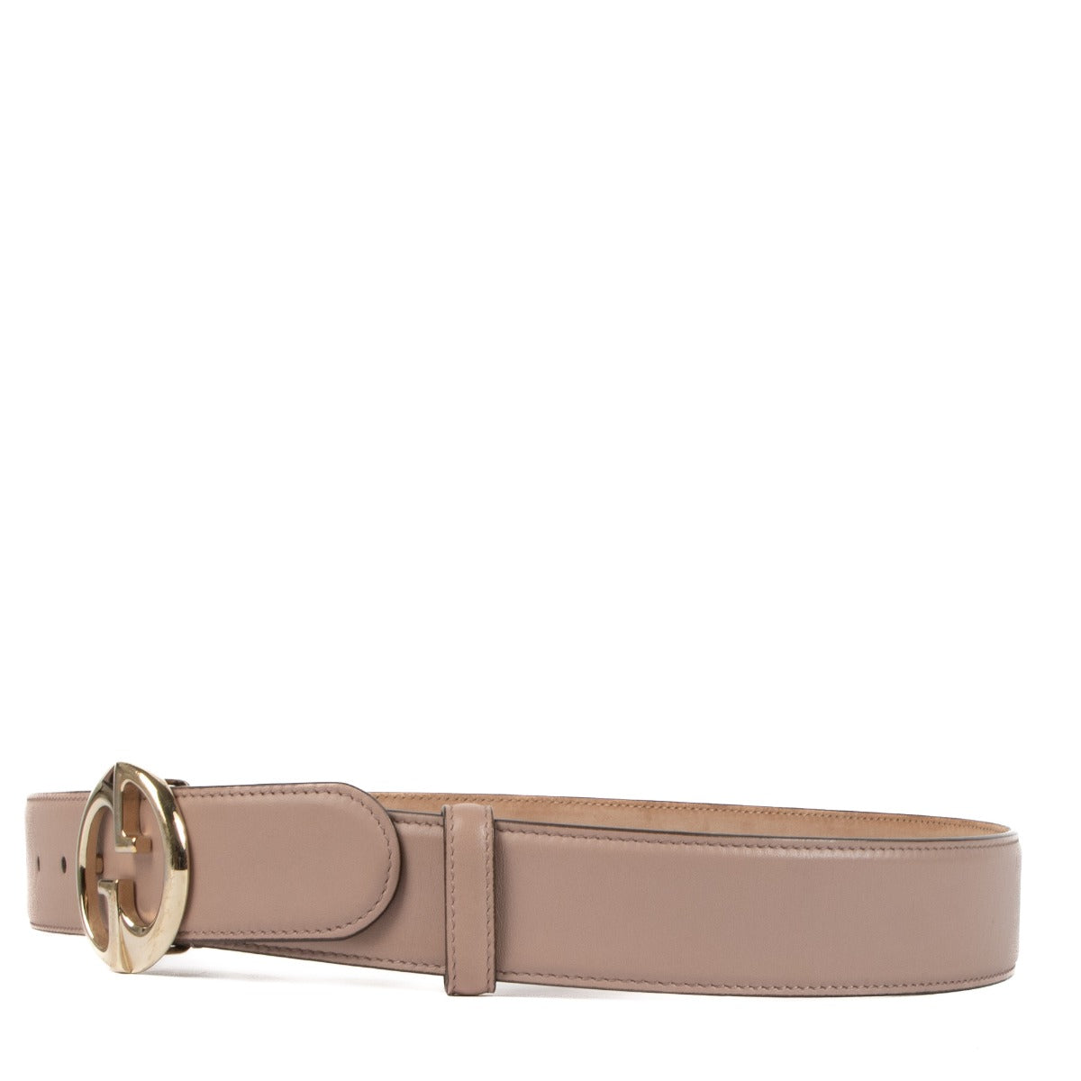 Shop authentic second hand Gucci Dust Pink Calfskin 1973 Belt - Size 80 on Labellov.com