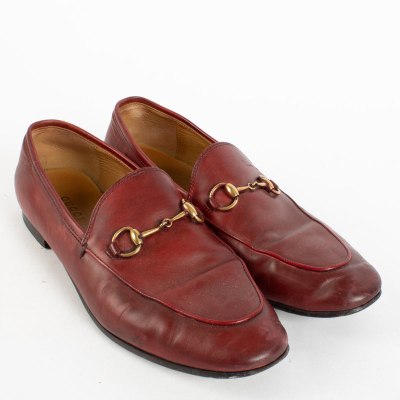 Authentic Second Hand Gucci Burgundy Jordaan Loafers Flats Size 38 on Labellov.com