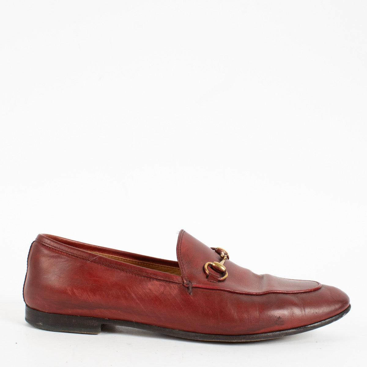 Authentic Second Hand Gucci Burgundy Jordaan Loafers Flats Size 38 on Labellov.com