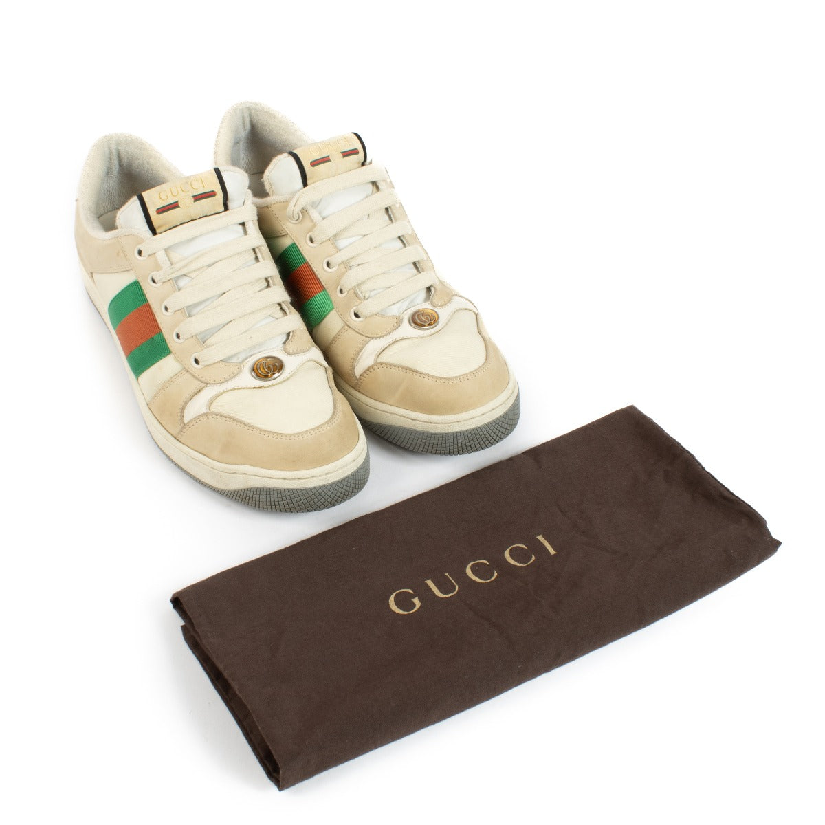 Shop 100% authentic secondhand Gucci White Screener GG Sneakers - Size 8 on Labellov.com