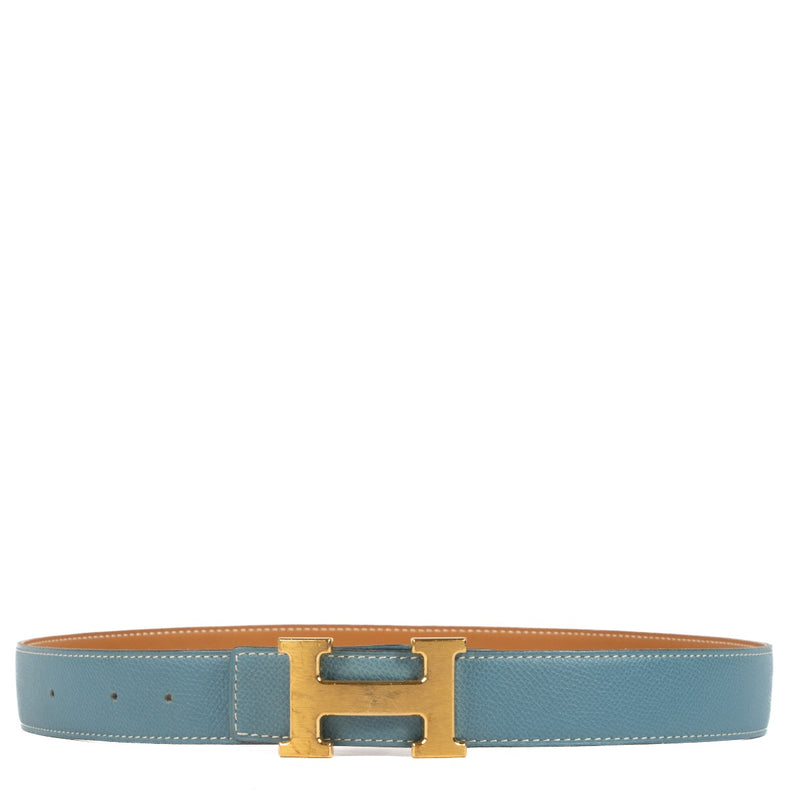 Shop authentic second hand Hermès Reversible Blue Leather H Buckle 30 mm Belt - Size 80 on Labellov.com