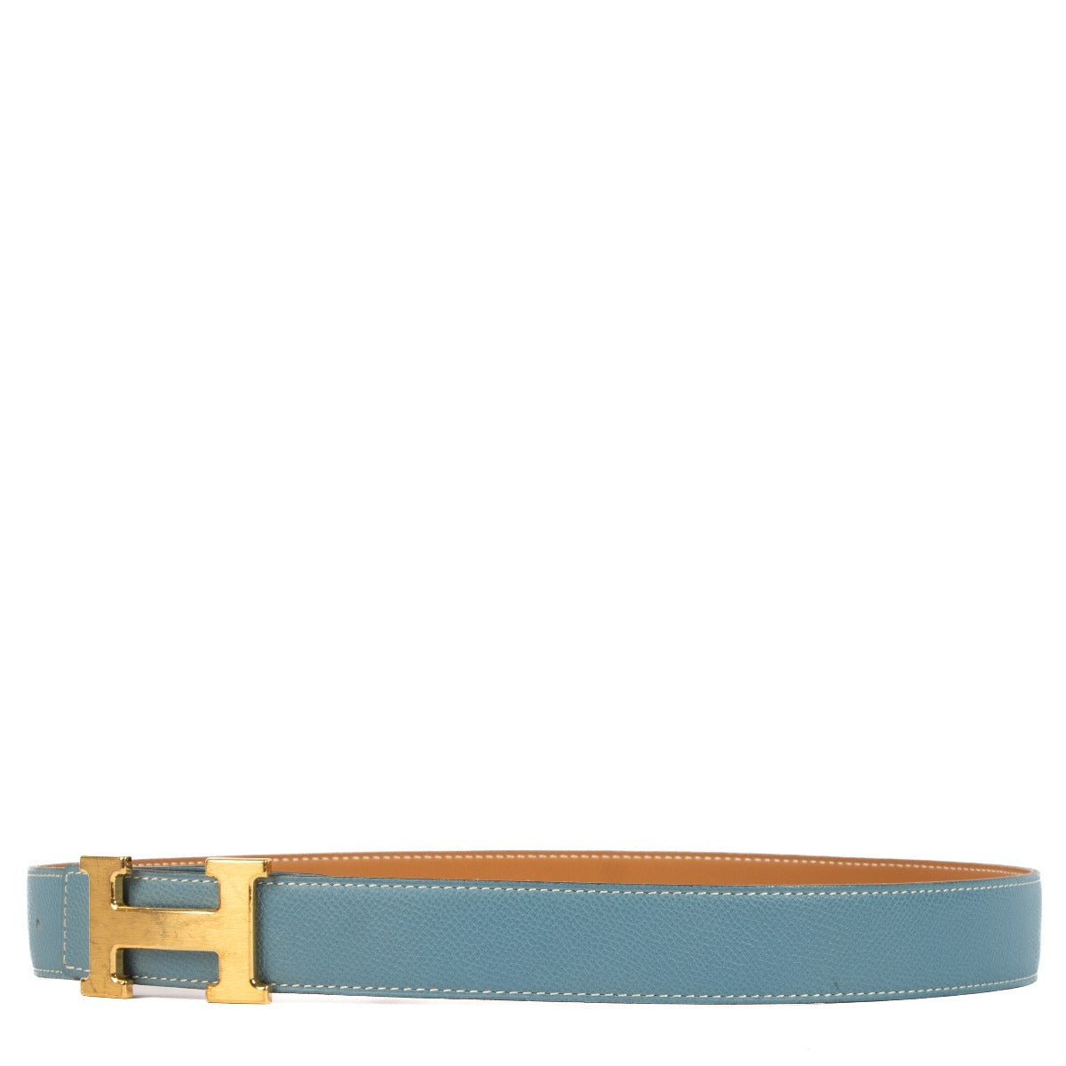 Shop authentic second hand Hermès Reversible Blue Leather H Buckle 30 mm Belt - Size 80 on Labellov.com
