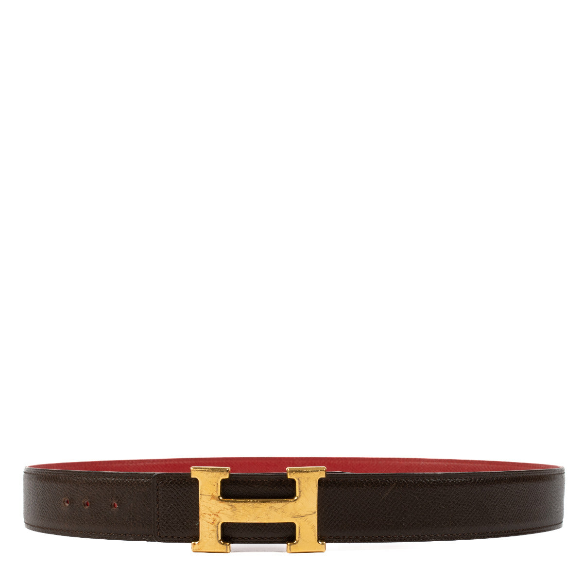 Ceinture réversible Hermès Rouge/Marron à boucle H - taille 80