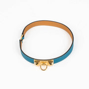 Hermès Rivale double tour blue Epsom leather bracelet size S