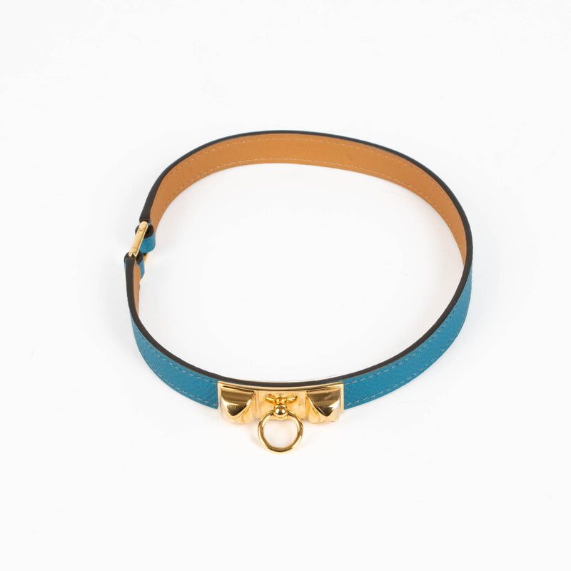 Hermès Rivale double tour blue Epsom leather bracelet size S