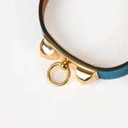 Hermès Rivale double tour blue Epsom leather bracelet size S