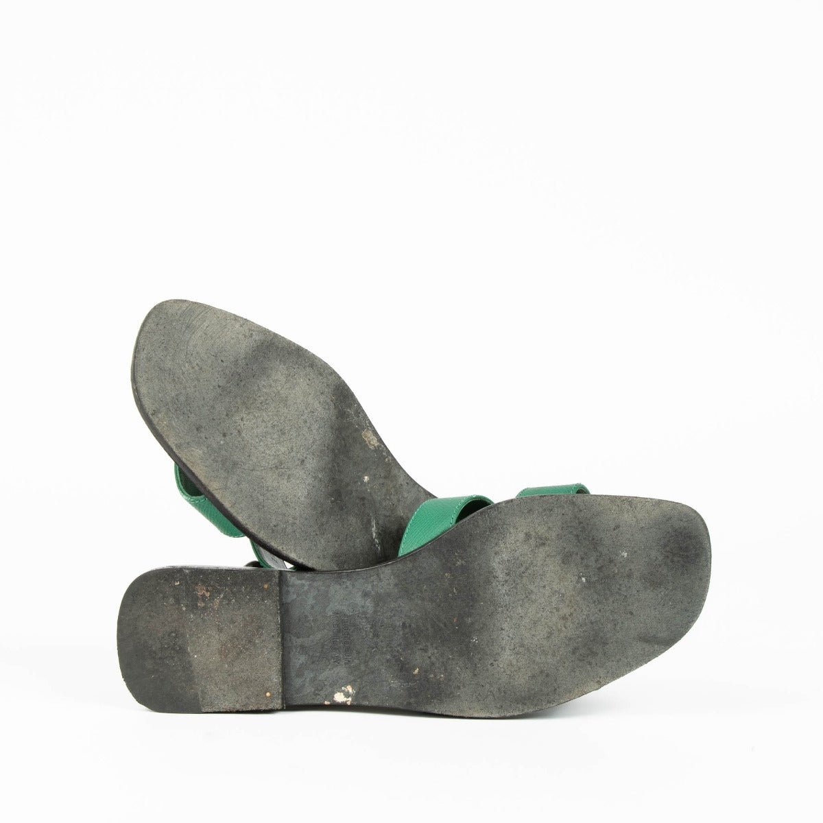 Hermès Oran emerald Epsom leather flat sandals size 39