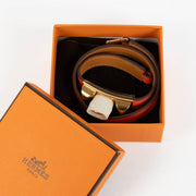 Hermès Rivale double tour orange Epsom leather bracelet size S