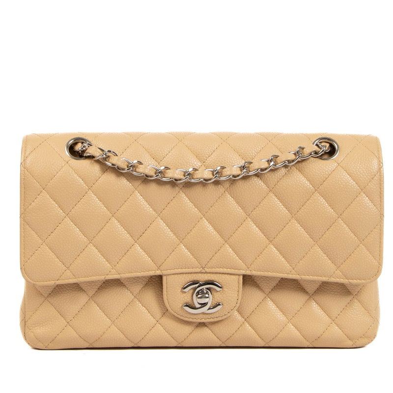 Chanel Beige Caviar Leather Classic Bag