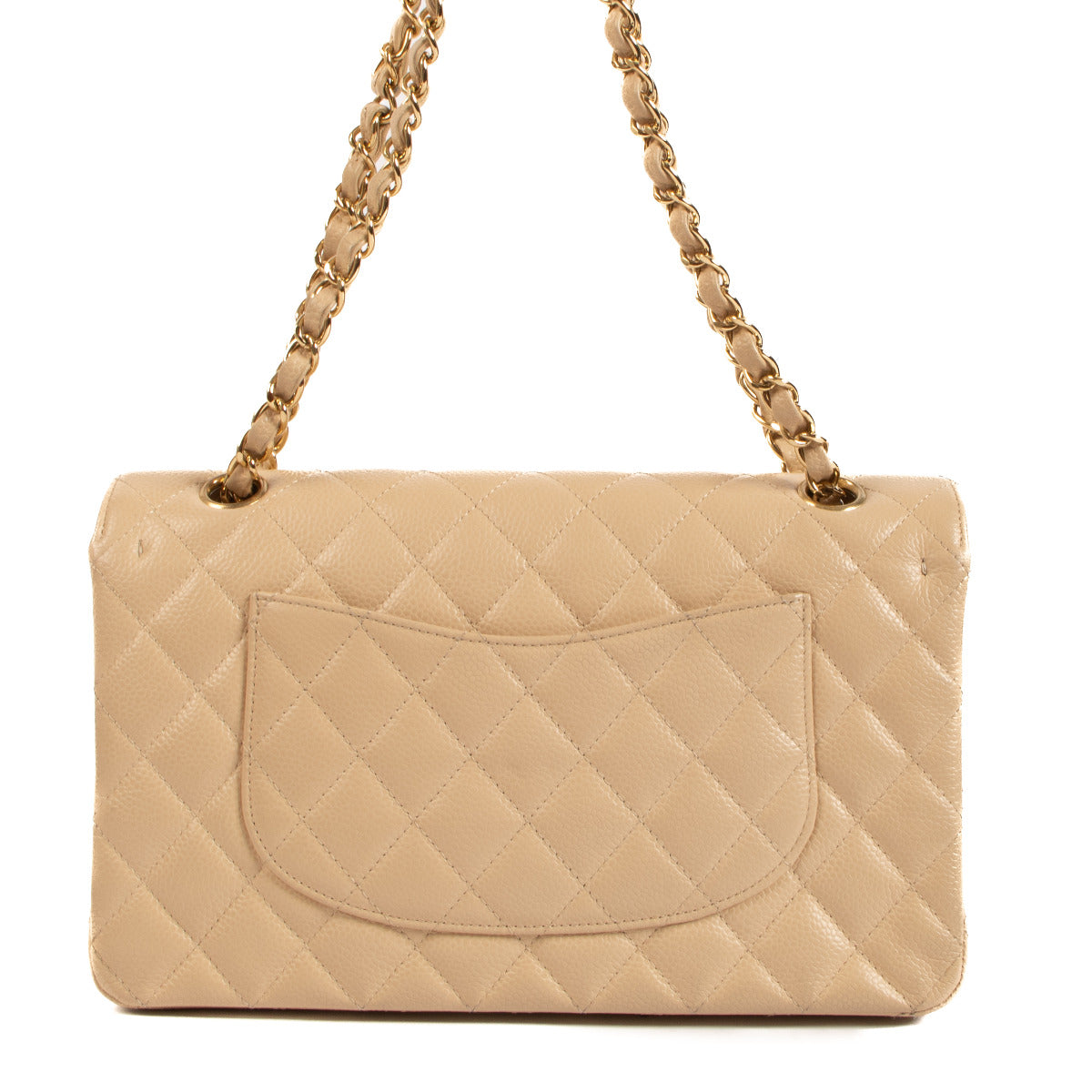 Chanel Beigekleurige Caviar Leren Medium Classic Flap Bag