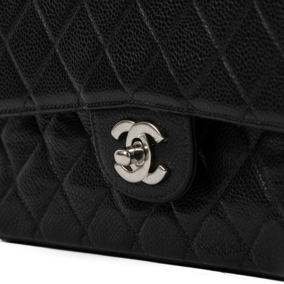 Chanel Black Caviar Leather Medium Classic Bag