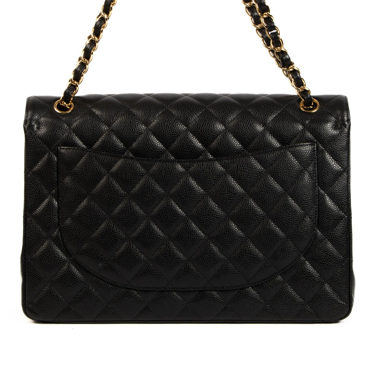 Second hand pre-owned Chanel Black Caviar Maxi Classic Single Flap Bag on www.labellov.com