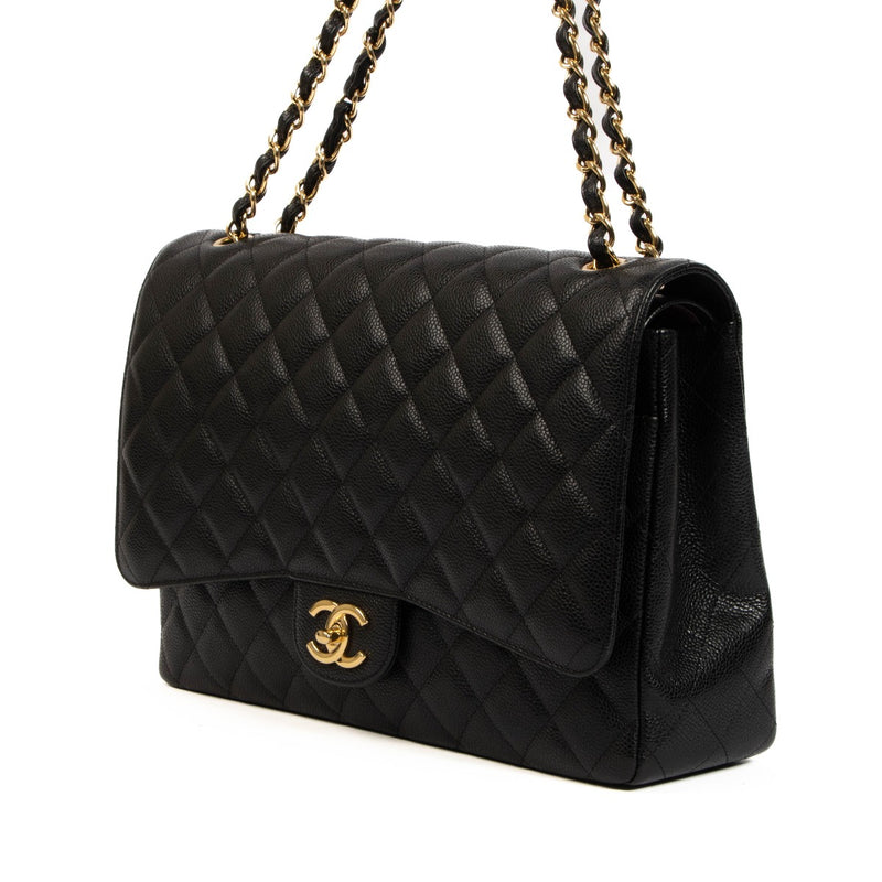 Chanel Black Caviar Maxi Classic Single Flap Bag