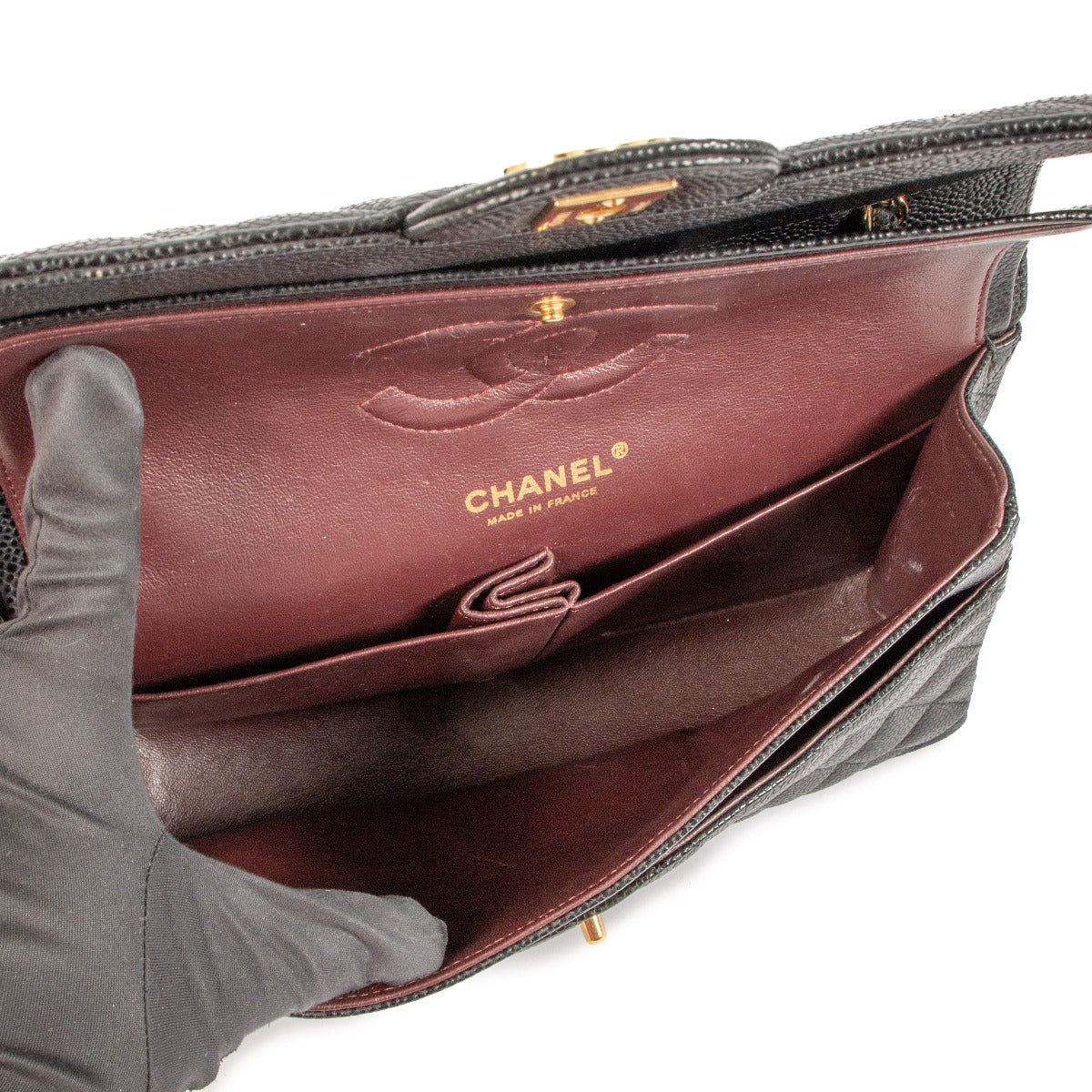 Chanel Black Caviar Leather Medium Classic Flap Bag