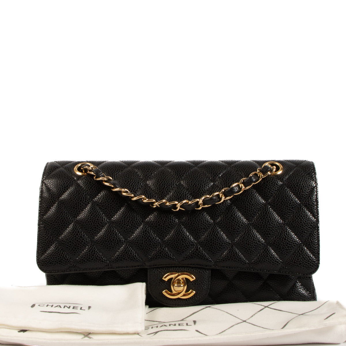 Chanel Black Caviar Leather Medium Classic Flap Bag GHW Crafted with meticulous attention to detail, this iconic piece showcases the perfect harmony between sophistication and practicality, making it a must-have accessory for the modern fashion connois