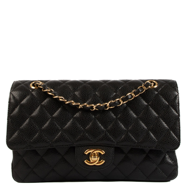 Chanel Black Caviar Leather Medium Classic Flap Bag GHW Crafted with meticulous attention to detail, this iconic piece showcases the perfect harmony between sophistication and practicality, making it a must-have accessory for the modern fashion connois
