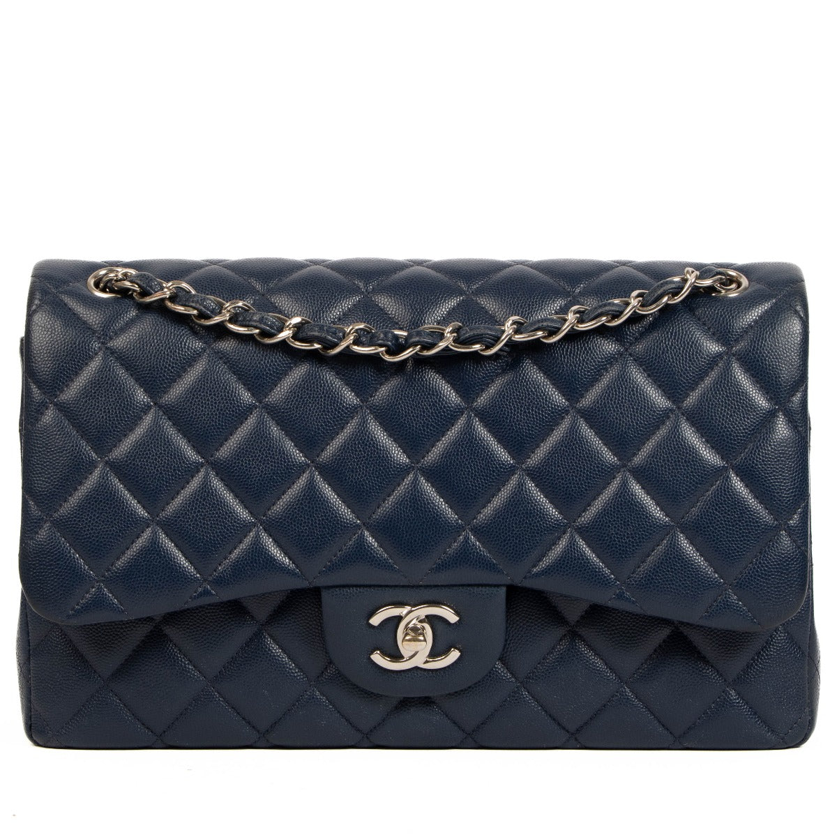 Chanel Navy Caviar Leather Large Classic Bag