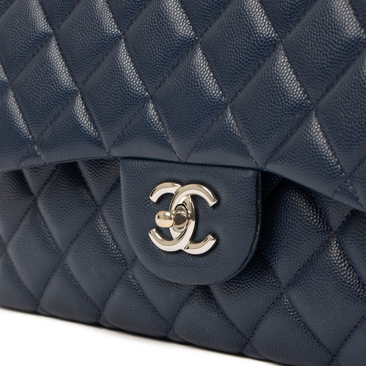 Authentic second hand pre-owned Chanel Navy Caviar Leather Large Classic Bag on www.labellov.com