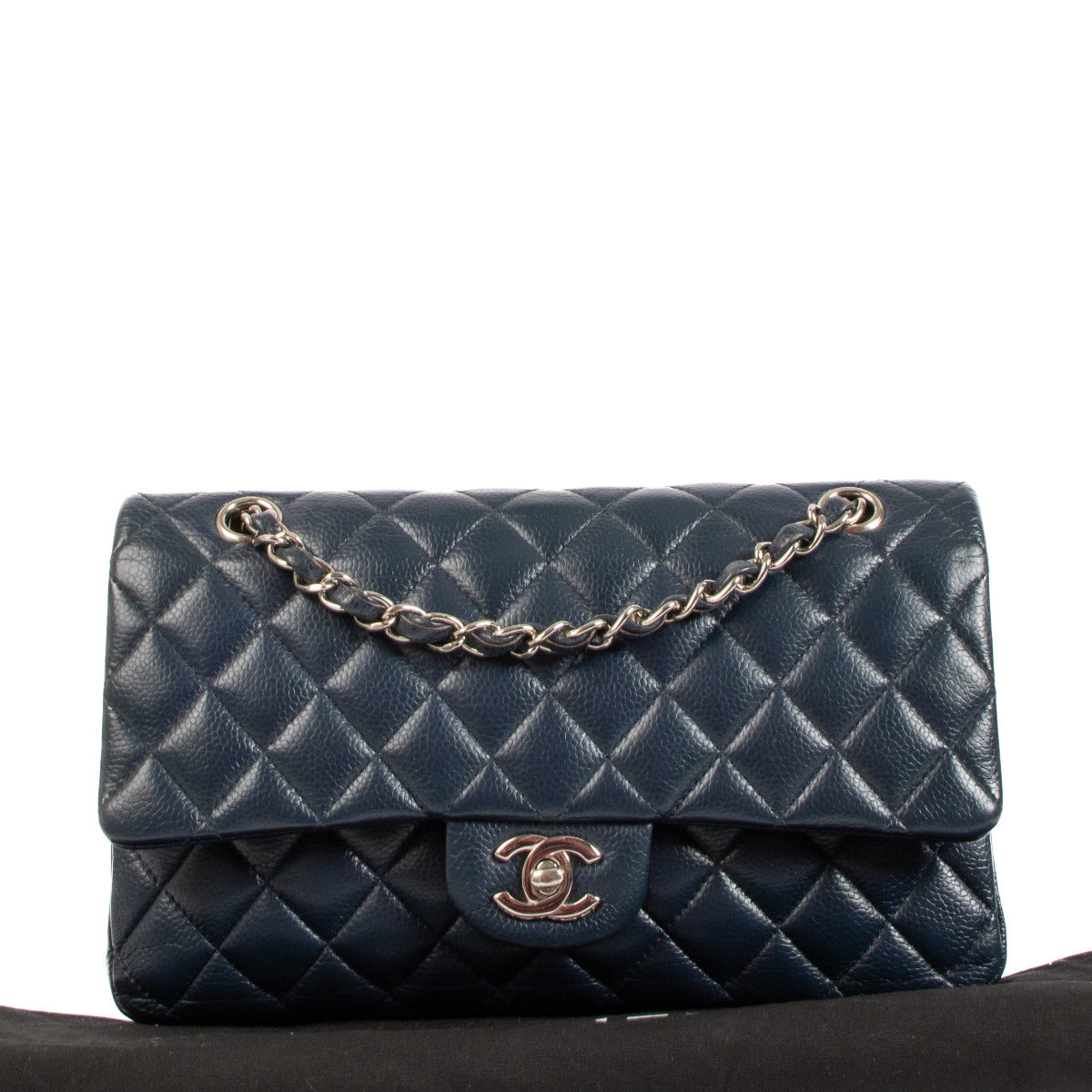 Chanel Navy Blue Medium Caviar Leather Classic Flap Bag