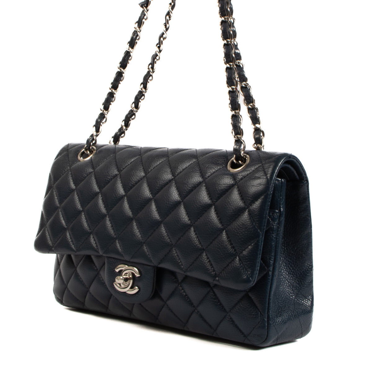 Chanel Navy Blue Medium Caviar Leather Classic Flap Bag