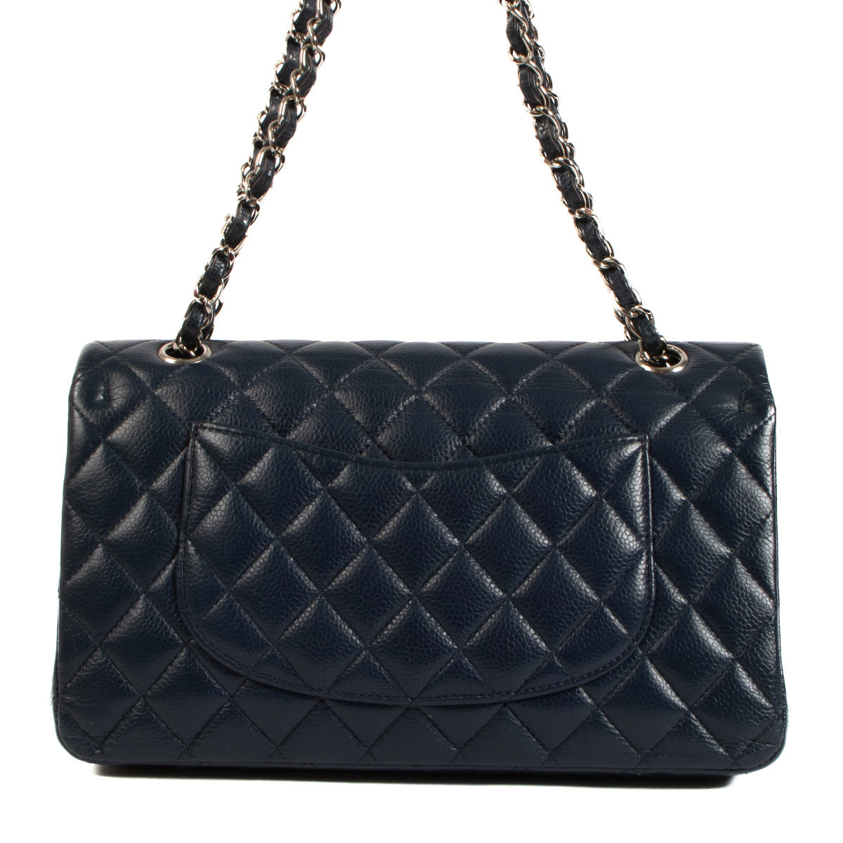 Chanel Navy Blue Medium Caviar Leren Classic Flap Bag