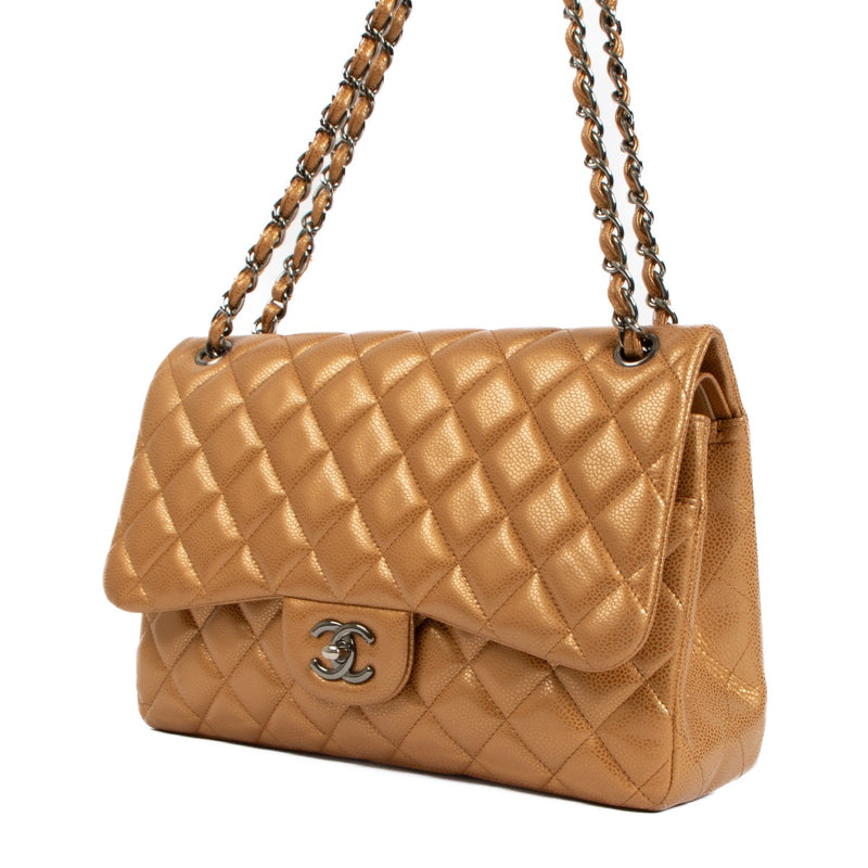 Chanel Bronze Caviar Leren Grote Klassieke Kleptas