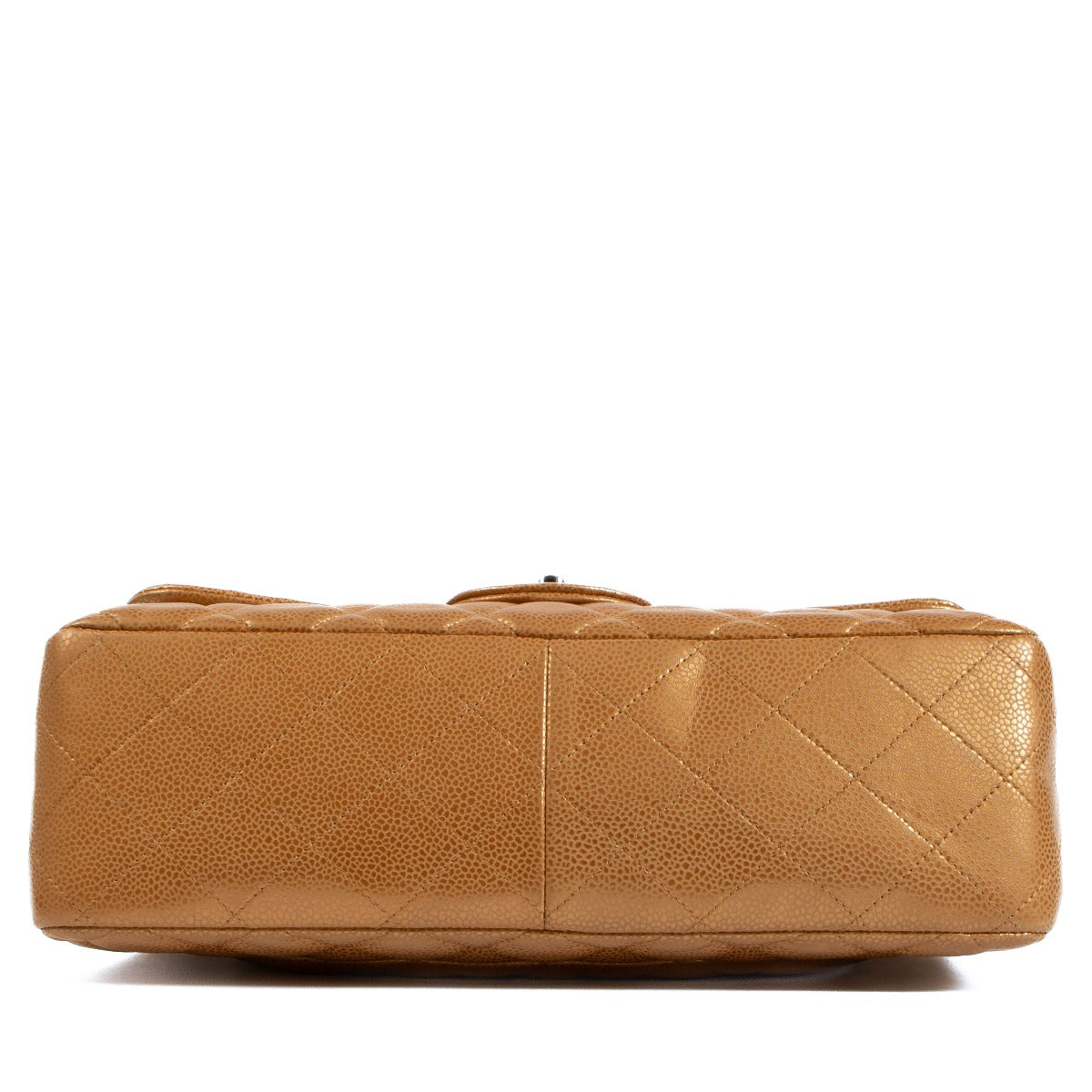 Grand sac à rabat classique Chanel en cuir caviar bronze