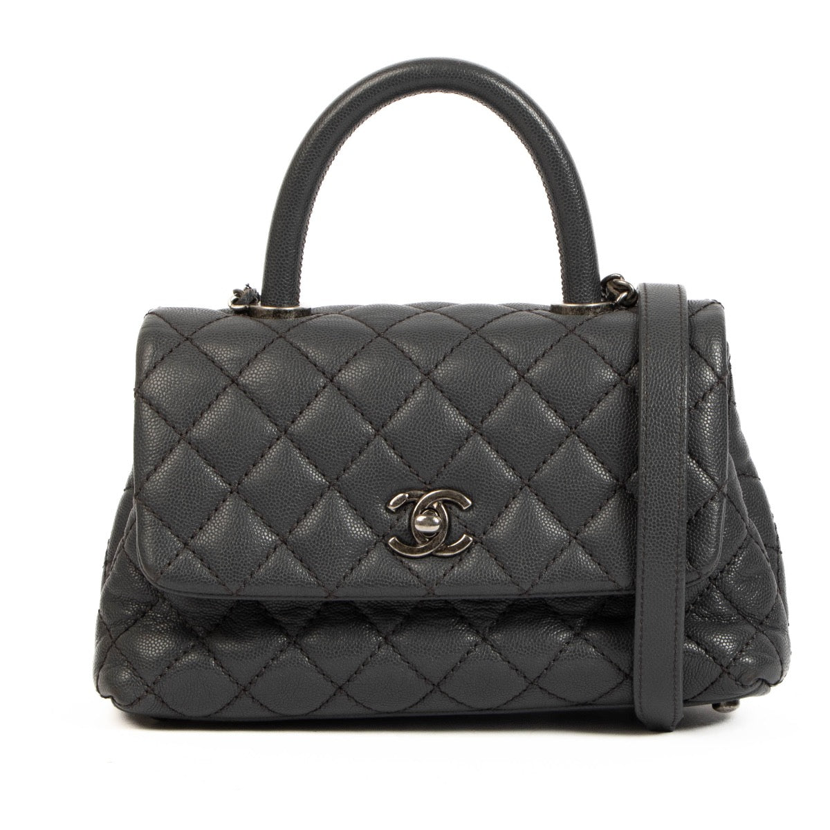 shop 100% authentic second hand Chanel Grey Small Coco Top Handle Bag on Labellov.com