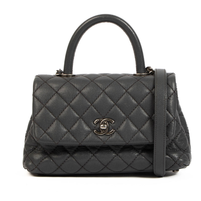 shop 100% authentic second hand Chanel Grey Small Coco Top Handle Bag on Labellov.com