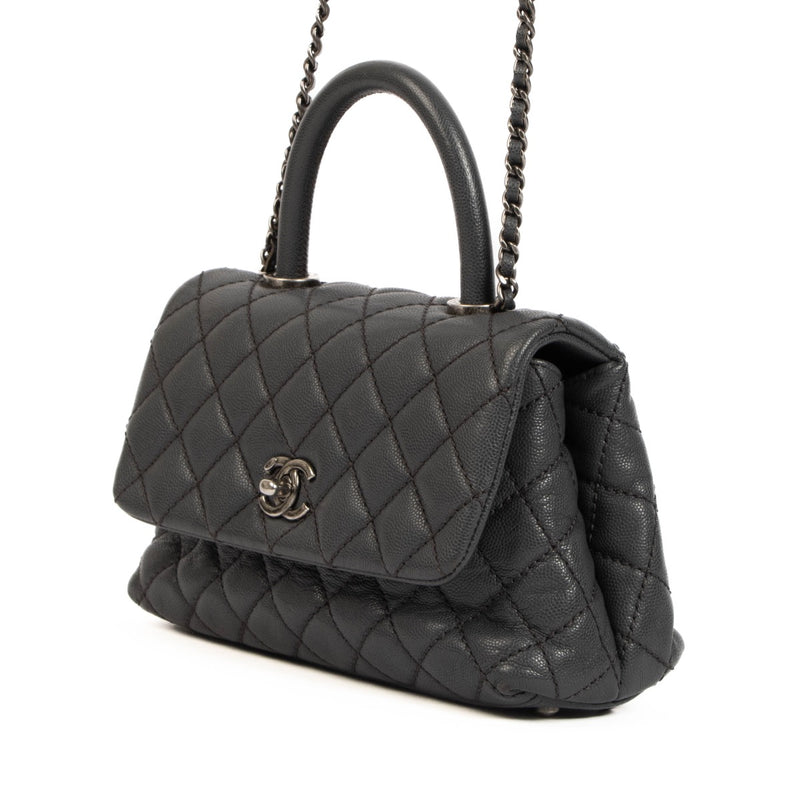shop 100% authentic second hand Chanel Grey Small Coco Top Handle Bag on Labellov.com