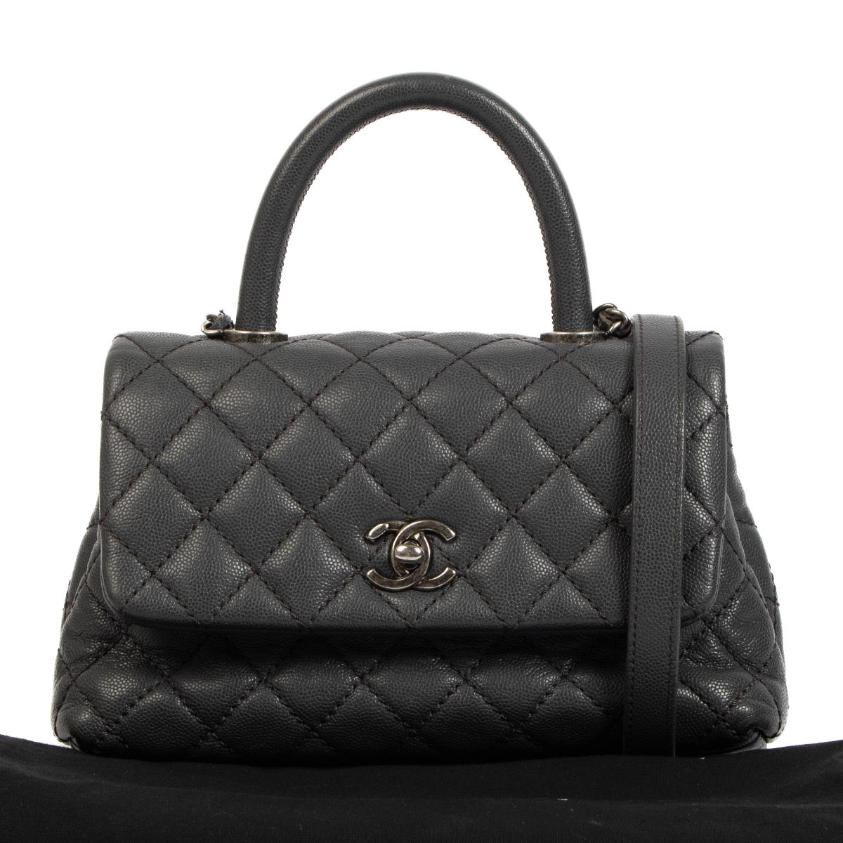 shop 100% authentic second hand Chanel Grey Small Coco Top Handle Bag on Labellov.com