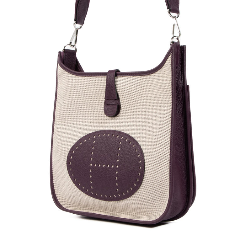 Shop 100% authentic second-hand Hermès Purple Evelyne Crossbody on Labellov.com. Hermès Evelyne Poche III 29 Twill Ecru Taurillon Clemence Cassis Crossbody Bag for the best price at Labellov.