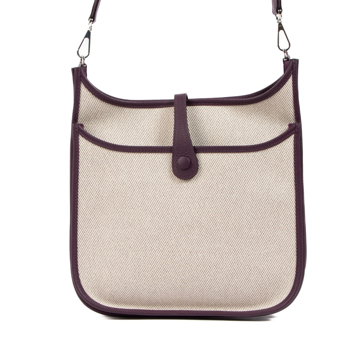 Shop 100% authentic second-hand Hermès Purple Evelyne Crossbody on Labellov.com in Knokke, Brussels, Antwerp. Shop and sell Hermès Evelyne Poche III 29 Twill Ecru Taurillon Clemence Cassis Crossbody Bag.