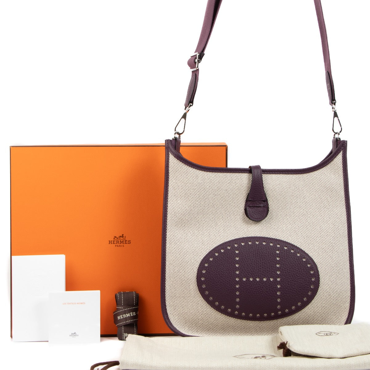 Shop 100% authentic second-hand Hermès Purple Evelyne Crossbody on Labellov.com