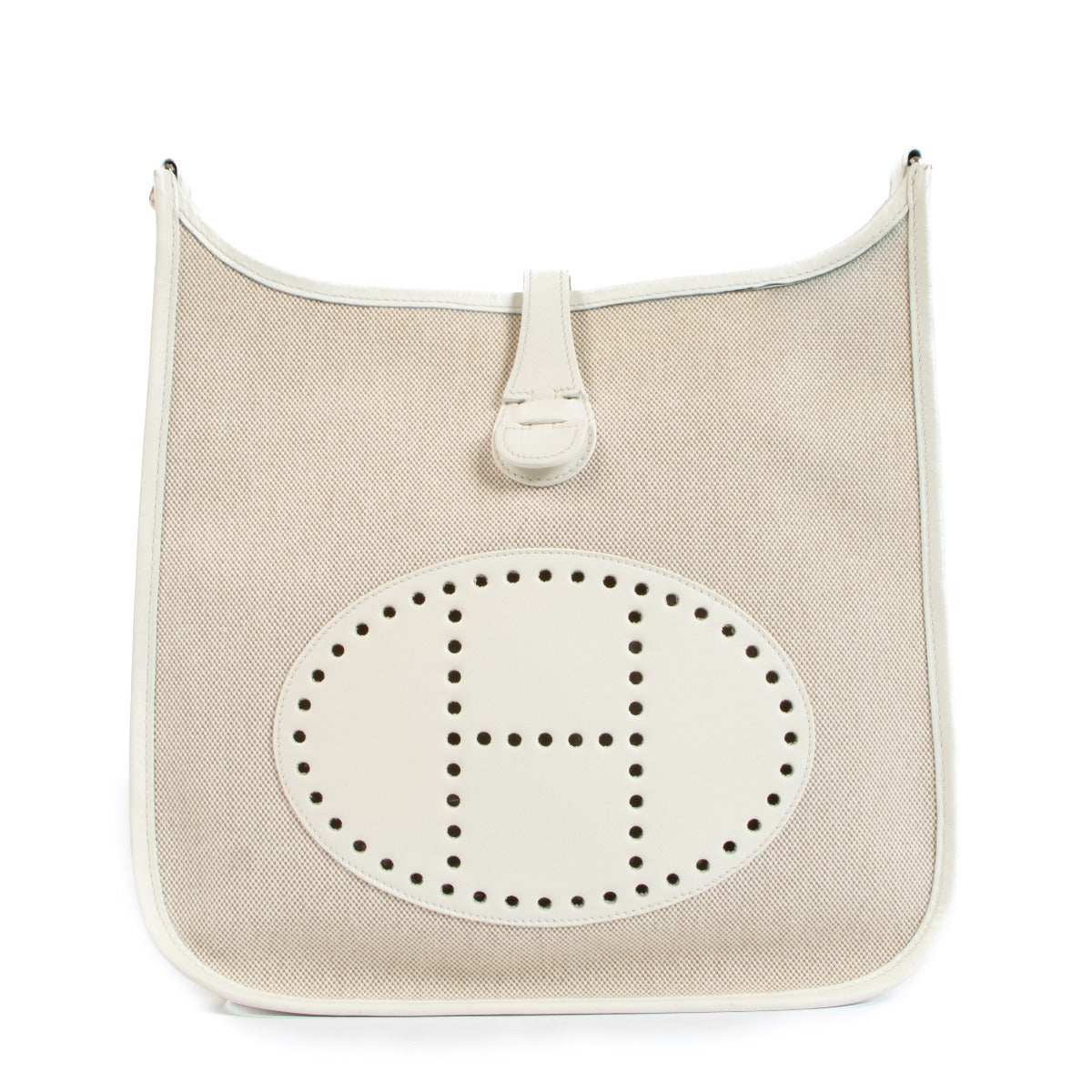 Hermès Evelyne 28 Toile H/Evercalf Ecru/White Palladium Hardware
