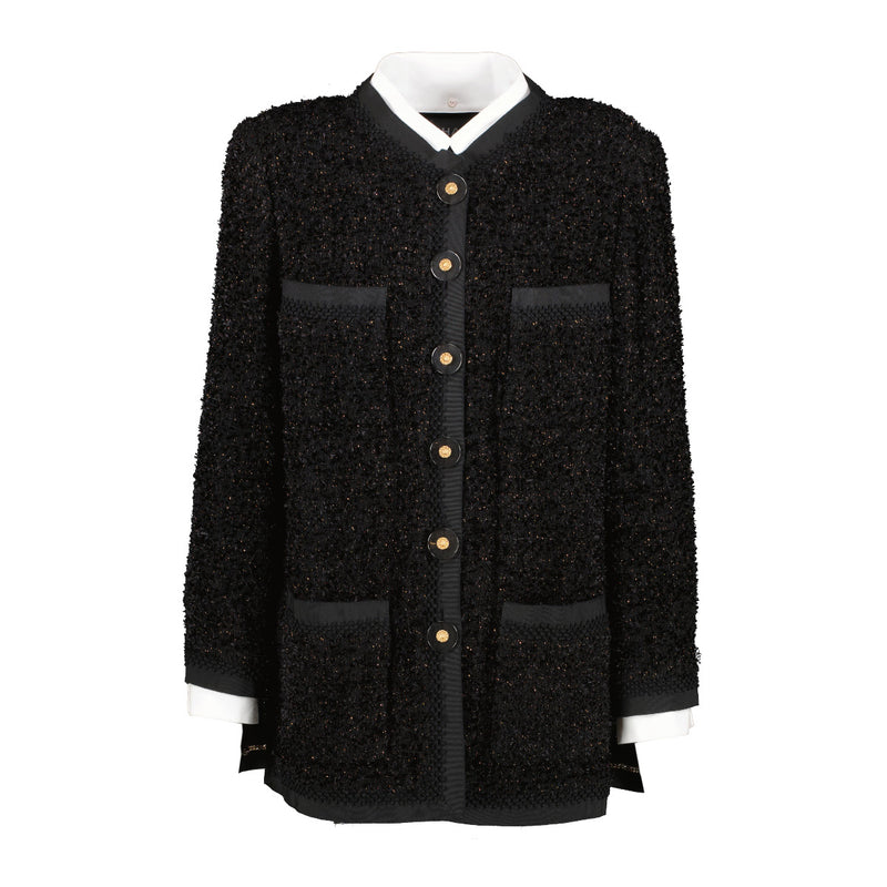 Chanel 17A Tweed Mock Shirt Jacket